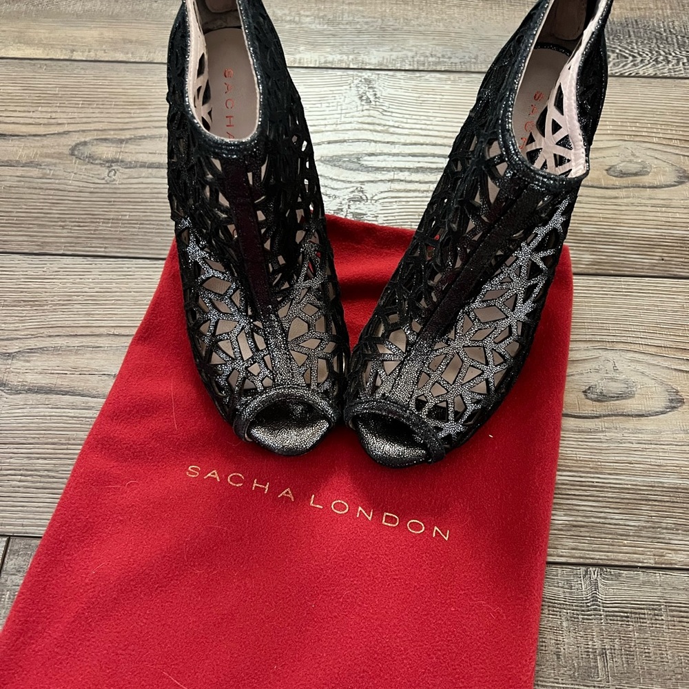 Sacha London Leather Laser Cut Booties
